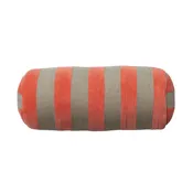 18"L x 8"H Cotton Velvet & Jute Bolster Pillow w/ Stripes