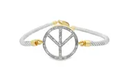 0.08ct Peace Symbol Diamond Bangle in 18K Gold