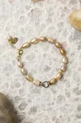 Alchemy 7.5-8.5" Pearl, Abalone Heart Simple Bracelet B030