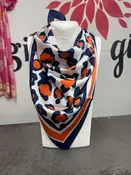 Navy and Orange Leopard Print Scarf