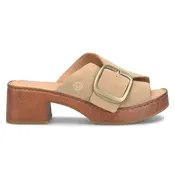 BORN BANGLE HEELED SLIDE SUEDE TAUPE - WOMENS