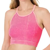 Cropped Cami Acid Wash Coral