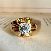 14K Diamond Solitaire Belcher Ring