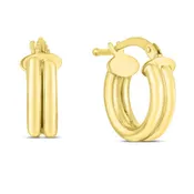 14K Gold 8mm Double Row Round Hoops Earrings
