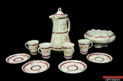 ANT LS&amp;S Austria Bavaria Chocolate Pot Cup Saucer Bowl Burgundy Gilt Poppy L5Y