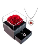 ETERNAL ENCHANTED PRESERVED RED ROSE WITH NECKLACE