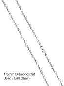 16" - 1.5mm BEAD/BALL Diamond Cut Sterling Silver Chain