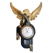 Austrian Neoclassical Giltwood and Green Painted Wall Clock