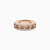 14K Rose Gold Brown and White Diamond Band