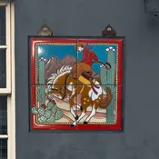 12x12 Cowboy Hand Glazed Decorative Tile Mural