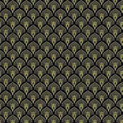 *Asian - IMPERIAL BLOOM - Compact Art Deco Style Ornate Fans - CM4380-BLACK - By the Half Yard