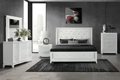 Alina White Bed Group with LED, Cooler, Speaker and USB