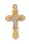 18k Gold/ Sterling Two Tone Crucifix