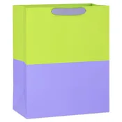 13" Citrus Green and Lavender Color Block Large Gift Bag