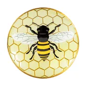 Happy Honey Bee Glass Birdbath Basin