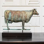 19th C. American Full-Bodied Copper Cow Weathervane, Attr. to Cushing & White