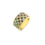 18KT Yellow Gold Tricolor Gemstone Diamond Ring