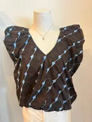 Abstract Brown Blue Print Top