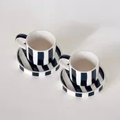 Espresso Stripes Cup & Saucer, set of two