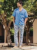 Cream/Navy Modern Dahlia Bleeker Linen Fancy Pants | Men's Pants | J.McLaughlin