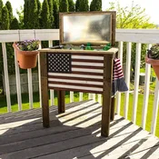 Backyard Expressions American Flag Wooden Deck Cooler