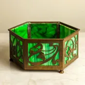 Art Nouveau Brass And Glass Fernery, Hexagon
