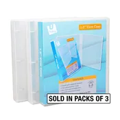 1.5 Inch Clear View 3-Ring Binder – Metal Rings – 3 Pack of Binders – Made in USA.