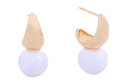 14K Pearl Moon Post Earrings
