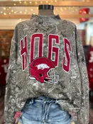 Arkansas HOGS Helmet Camo Mock Neck Sweatshirt