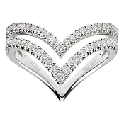 18k White Gold Diamond Fashion Ring Double Row Curve