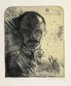 Andrew Rush Signed Art Etching Self Portrait Mirror Image