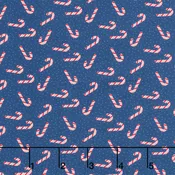 Christmas In Quilt Town - Candy Canes Tossed Navy Yardage