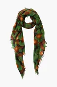 100% Cashmere Scarf Primrose Green Floral