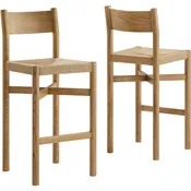 Alvia Bar Stool in Weathered Oak Wood & Paper Rope (Set of 2)