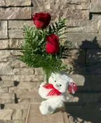 RED ROSE HUGGUMS VASE