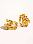 Ames 18K Gold Non-Tarnish Trilayer C Hoop Ear Cuff