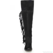 LD BLACK OVER-THE-KNEE SIDE FRINGE