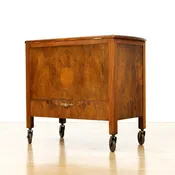 1950s British 'Pop-up' Liquor Cabinet Bar Cart in Burl Wood
