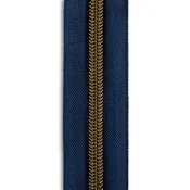 Zipper Tape - Navy - #5 Antique Brass - 3 yards