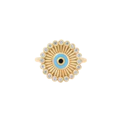 Azura Gold & Diamond Turquoise Eye Crown Ring