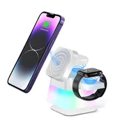 4‑in‑1 Foldable Magnetic Wireless Charger & Night‑Lamp Qi Wireless Charger for Phone, Smartwatch & Earbuds
