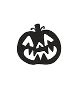 Grinning Halloween Pumpkin Silhouette Art