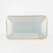 Cordova Rectangle Serving Tray   Clear/Gold   16.5x9.5