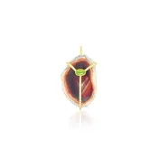 10K Yellow Gold Jasper Peridot Diamond Charm Pendant