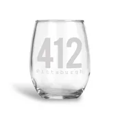 412 Pittsburgh, Stemless Wine Glass, Wholesale