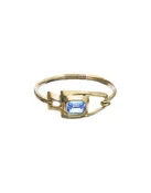 Bracelet semi-rigide plaqué or 18k avec cristal facetté bleu