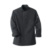 Black Chef Coat Ten Pearl Buttons