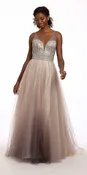 Beaded Ombre Glitter Mesh Ballgown