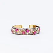 18K 2-tone gold Ruby Diamond Hinged Cuff Bangle — New Pagoda Specialty