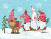 Diamond Art Club – Elf Gnome Trio with Reindeer Diamond Painting (Round Drill, 26" x 20")